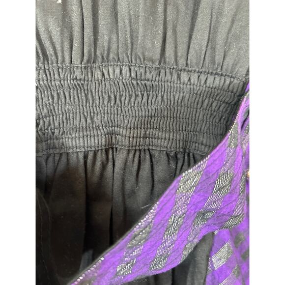 Coogi Shirt Dress 2X Black Purple Silver Belted Studded Logo Smocked Waist Y2K - Picture 13 of 16